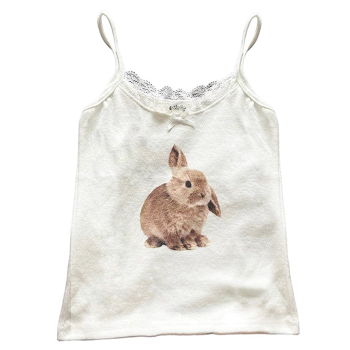 Rabbit Print Y2K Aesthetic Tank Top - Cute Pastel Goth Style for Trendy Outfits