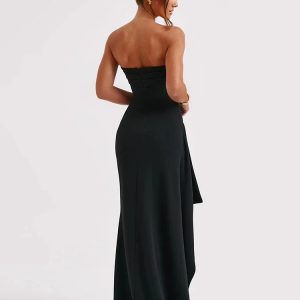 Ravish in Y2K Slit Strapless Maxi Dress - Embrace Coquette Aesthetic & Grunge Style