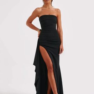 Ravish in Y2K Slit Strapless Maxi Dress - Embrace Coquette Aesthetic & Grunge Style