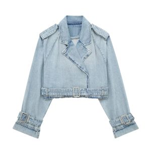 Rebel Rhythm Y2K Distressed Cropped Jean Jacket for Grunge Aesthetic Outfits