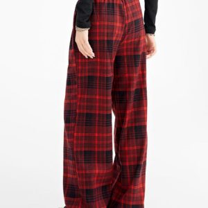 Red Grunge Plaid Pants - Y2K Aesthetic Grunge Style for Trendy Outfits