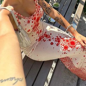 Red Spots Print Y2K Maxi Dress - Trendy Coquette Aesthetic for Effortless Style