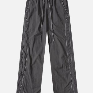 Reflective Strip Y2K Track Pants for Grunge Aesthetic and Comfy Street Style