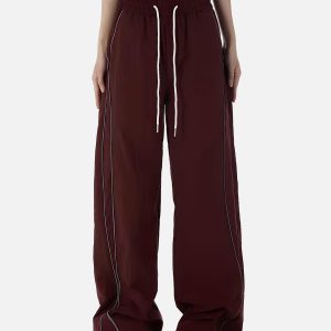 Reflective Strip Y2K Track Pants for Grunge Aesthetic and Comfy Street Style