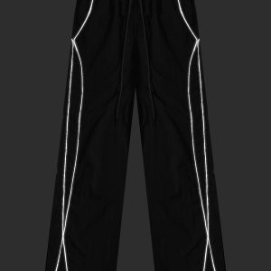 Reflective Strip Y2K Track Pants for Grunge Aesthetic and Comfy Street Style