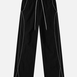 Reflective Strip Y2K Track Pants for Grunge Aesthetic and Comfy Street Style