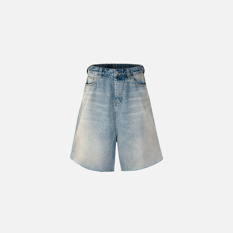 Retro Blue Washed Y2K Denim Jorts for Trendy Coquette and Grunge Aesthetic Outfits