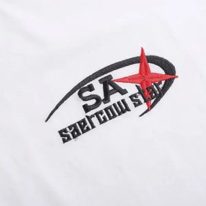 Retro Star Embroidery Y2K Aesthetic Sports T-Shirt for Trendy Outfits