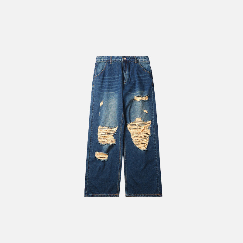 Retro Y2K Oversized Ripped Jeans for a Grunge Aesthetic Look