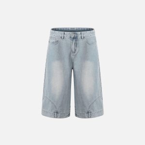 Reverse Washed Longline Jorts for Y2K Aesthetic Outfits and Grunge Style Fashion