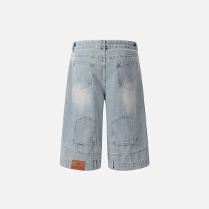 Reverse Washed Longline Jorts for Y2K Aesthetic Outfits and Grunge Style Fashion