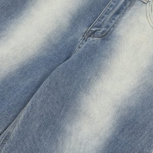 Reverse Washed Loose Jeans - Y2K Aesthetic Denim for Effortless Grunge Style