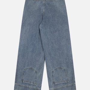 Reverse Washed Loose Jeans - Y2K Aesthetic Denim for Effortless Grunge Style