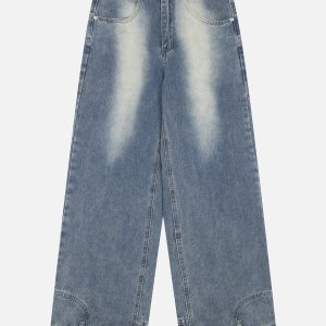 Reverse Washed Loose Jeans - Y2K Aesthetic Denim for Effortless Grunge Style