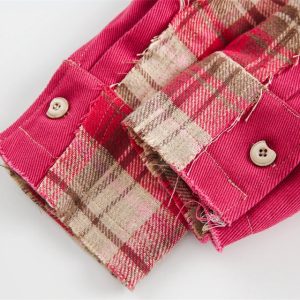 Reversible Plaid Long Sleeve Shirt - Y2K Aesthetic Layering Essential for Trendy Outfits