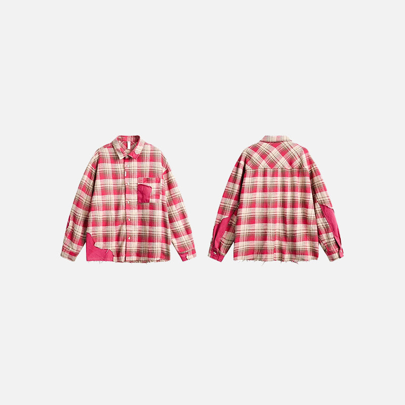 Reversible Plaid Long Sleeve Shirt - Y2K Aesthetic Layering Essential for Trendy Outfits