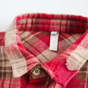 Reversible Plaid Long Sleeve Shirt - Y2K Aesthetic Layering Essential for Trendy Outfits