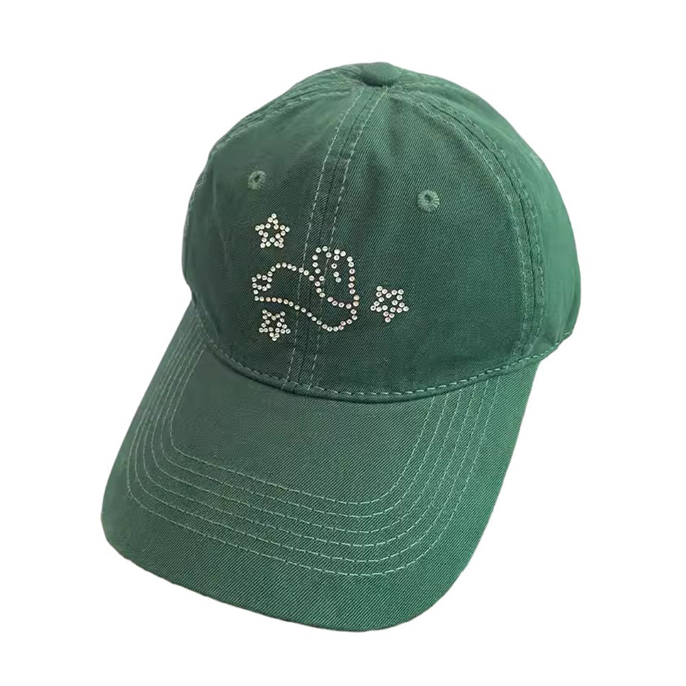 Rhinestone Bunny Y2K Cap: Cute Aesthetic Accessory for Y2K Fashion Lovers