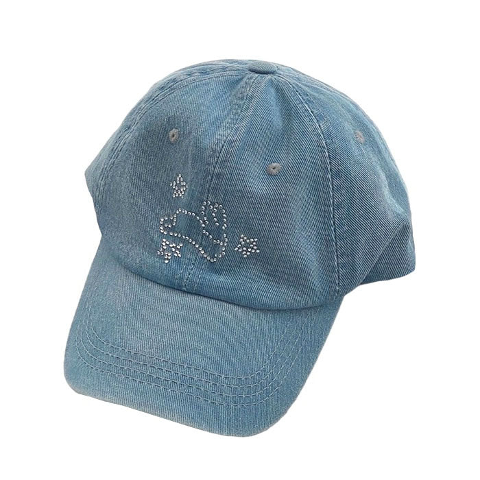 Rhinestone Bunny Y2K Denim Cap for Cute Coquette Aesthetic and Y2K Fashion Lovers