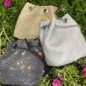 Rhinestone Chain Bucket Bag - Y2K Aesthetic Accessory for Coquette and Grunge Styles