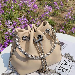 Rhinestone Decor Bucket Bag - Y2K Aesthetic Handbag for Coquette and Grunge Styles