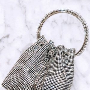 Rhinestone Decor Bucket Bag - Y2K Aesthetic Handbag for Coquette and Grunge Styles