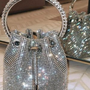 Rhinestone Decor Bucket Bag - Y2K Aesthetic Handbag for Coquette and Grunge Styles