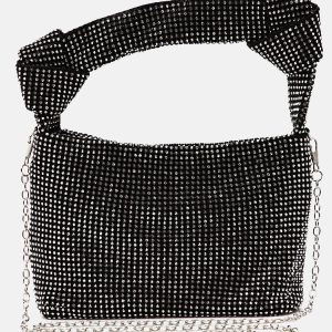 Rhinestone Decor Knot Square Bag - Y2K Aesthetic Handbag for Coquette and Grunge Styles