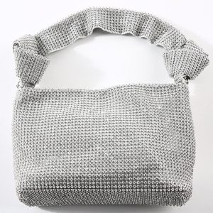 Rhinestone Decor Knot Square Bag - Y2K Aesthetic Handbag for Coquette and Grunge Styles