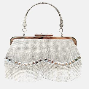 Rhinestone Studded Tassel Clutch Bag - Y2K Fashion Statement for Coquette Aesthetic Outfits