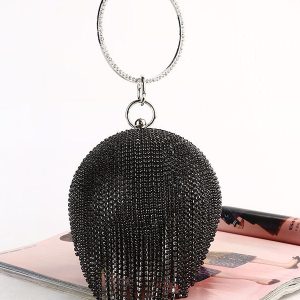 Rhinestone Tassel Evening Clutch Bag for Y2K Fashion and Coquette Aesthetic Outfits