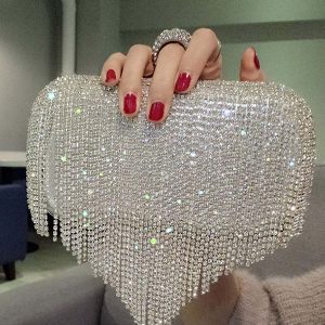 Rhinestone Tassel Party Handbag - Y2K Aesthetic Glamour for Chic Nights Out