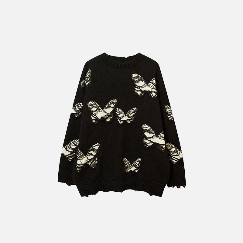 Ripped Butterflies Y2K Sweater - Trendy Grunge Aesthetic Top for Unique Style