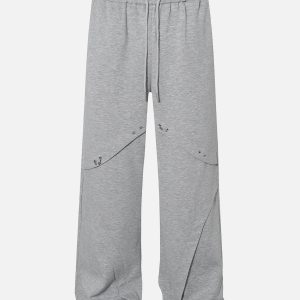 Rivet Decorative Y2K Sweatpants for Trendy Coquette and Grunge Aesthetic Outfits