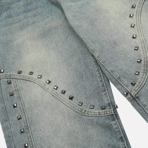 Rivet Washed Loose Jeans - Y2K Grunge Style Denim for Effortless Aesthetic Outfits