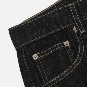 Rolled Hem Y2K Style Cargo Jeans for a Chic Grunge Aesthetic Look