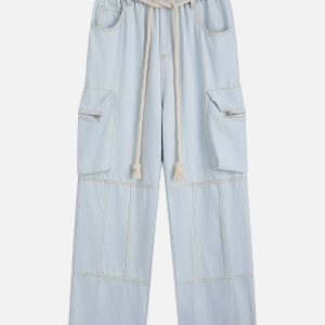 Rope Decorative Sweatpants in Y2K Style - Comfy Aesthetic Bottoms for Trendy Outfits