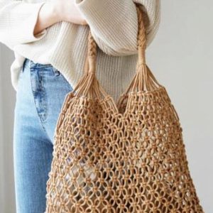 Rope Weaving Hollow Tote Bag - Y2K Aesthetic Chic for Coquette and Grunge Styles