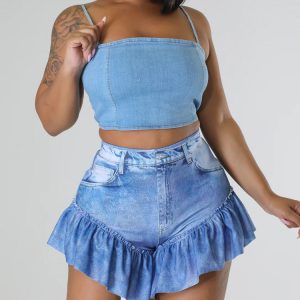 Ruffle Hem Denim Shorts - Y2K Aesthetic Cute Summer Fashion for Trendy Outfits