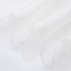 Ruffled Lace Stitching White Tank Top - Y2K Aesthetic Cute Top for Coquette Style Outfits