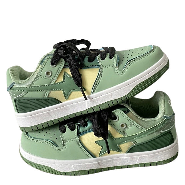 Sage Green Y2K Star Sneakers for Trendy Aesthetic Outfits and Comfy Everyday Wear