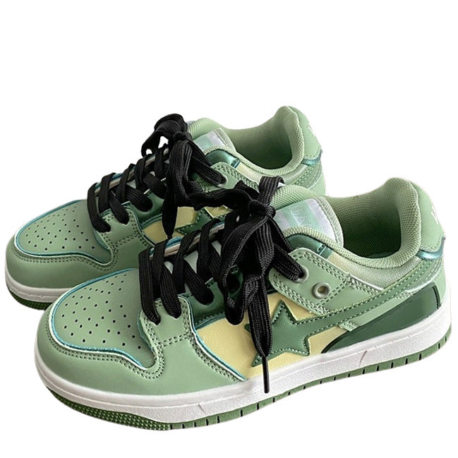 Sage Green Y2K Star Sneakers for Trendy Aesthetic Outfits and Comfy Everyday Wear