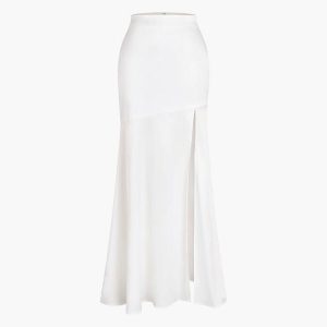 Satin Patchwork Split Maxi Skirt - Y2K Aesthetic Fashion for Chic Coquette Style