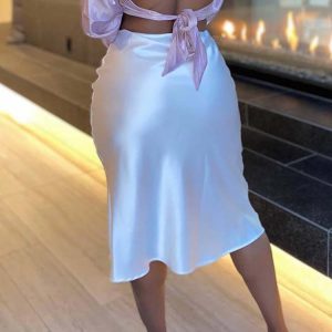 Satin Wrap Long Skirt - Elegant Y2K Aesthetic Maxi Skirt for Chic Coquette Style