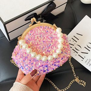 Sequin Pearl Mini Bag for Y2K Fashion Lovers - Chic Evening Accessory for Aesthetic Outfits