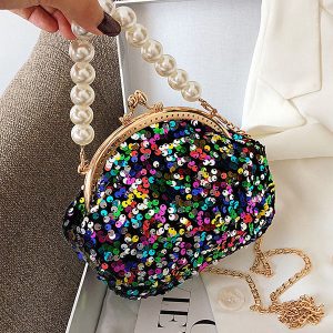 Sequin Pearl Mini Bag for Y2K Fashion Lovers - Chic Evening Accessory for Aesthetic Outfits