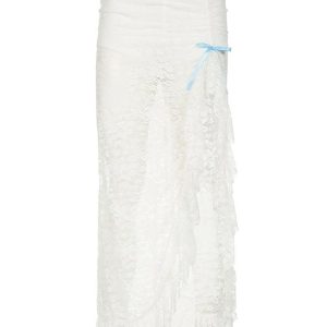 Sheer Lace Midi Skirt - Y2K Aesthetic Fashion for Chic and Edgy Outfits