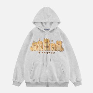 Shiba Inu Graphic Hoodie - Cute Y2K Style Comfy Top for Aesthetic Outfits