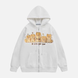 Shiba Inu Graphic Hoodie - Cute Y2K Style Comfy Top for Aesthetic Outfits