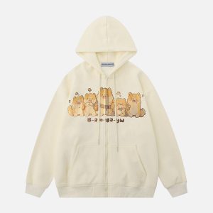 Shiba Inu Graphic Hoodie - Cute Y2K Style Comfy Top for Aesthetic Outfits